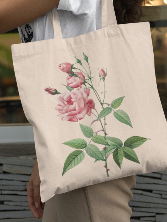 Outfit Bits Handbags - French Rose Vintage Floral Print Graphic Canvas Tote Bag